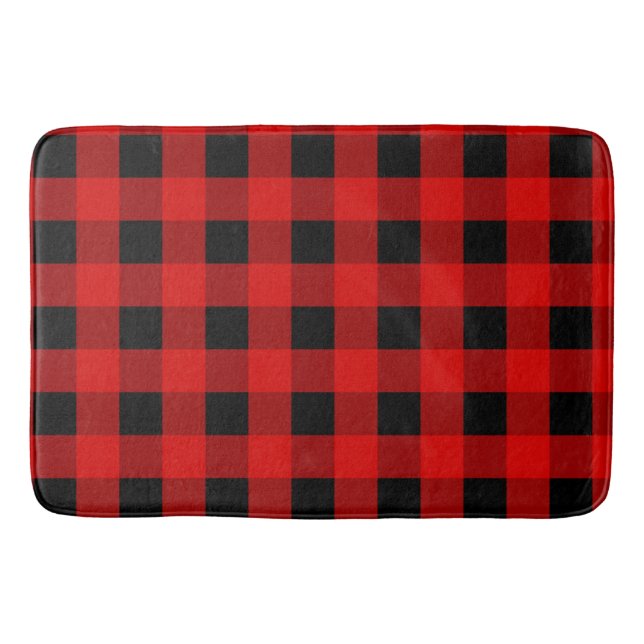 Tapis De Bain Buffalo rouge et noir Plaid en vichy (Devant)