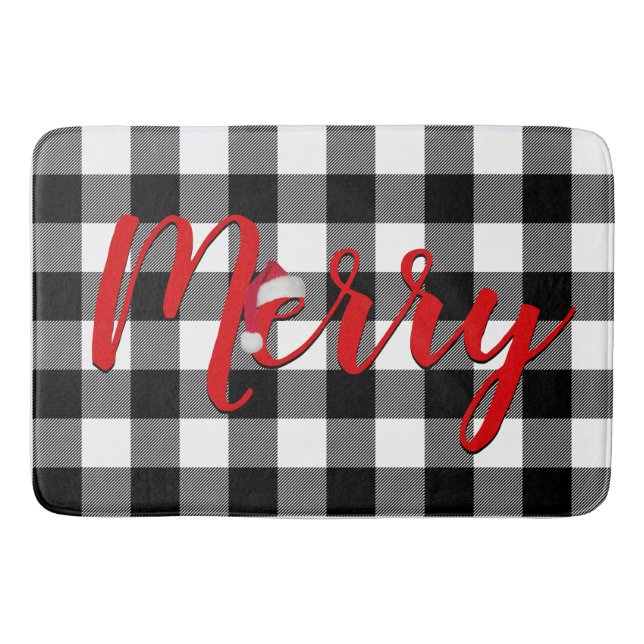 Tapis De Bain Buffle noir et blanc de Noël plaqué (Devant)