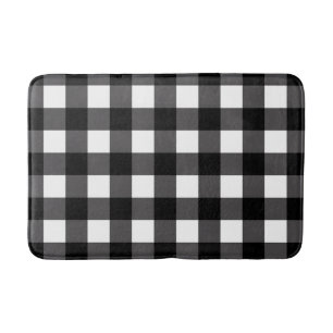 Tapis De Bain Buffle noir et blanc En vichy À damiers Plaid