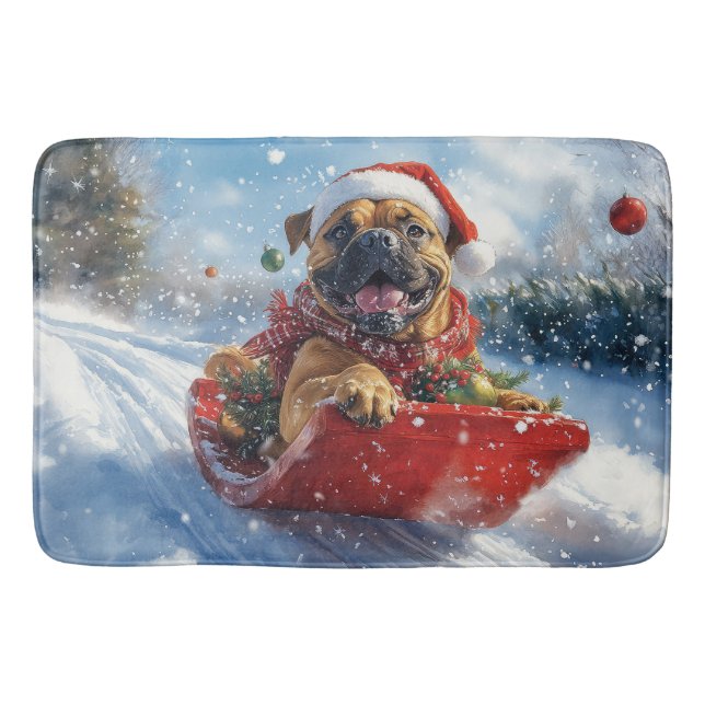 Tapis De Bain Bullmastiff Chien dans la corniche Laissez-le neig (Devant)