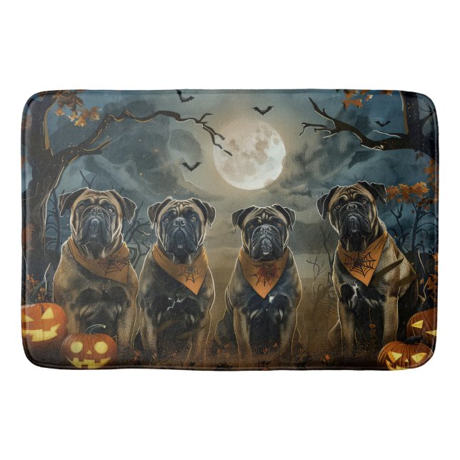 Tapis De Bain Bullmastiff Halloween Éffrayant (Devant)