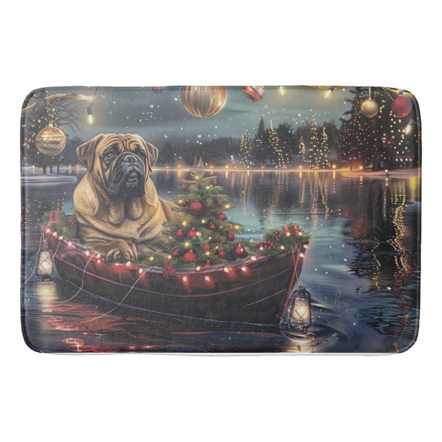 Tapis De Bain Bullmastiff Noël Festive Voyage (Devant)