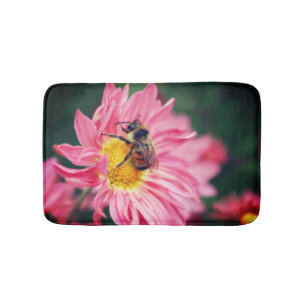 Tapis De Bain Bumble Bee On Rose Daisy Flower 2