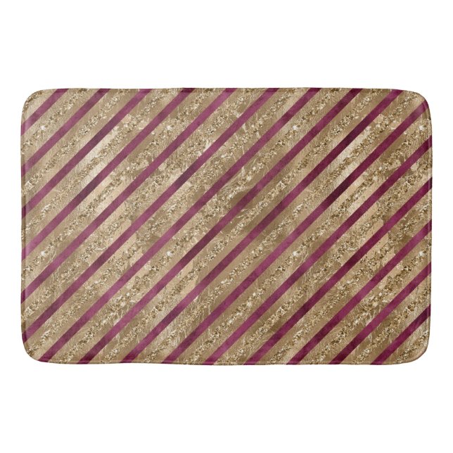 Tapis De Bain Burgundy Gold Parties scintillant Stripes (Devant)