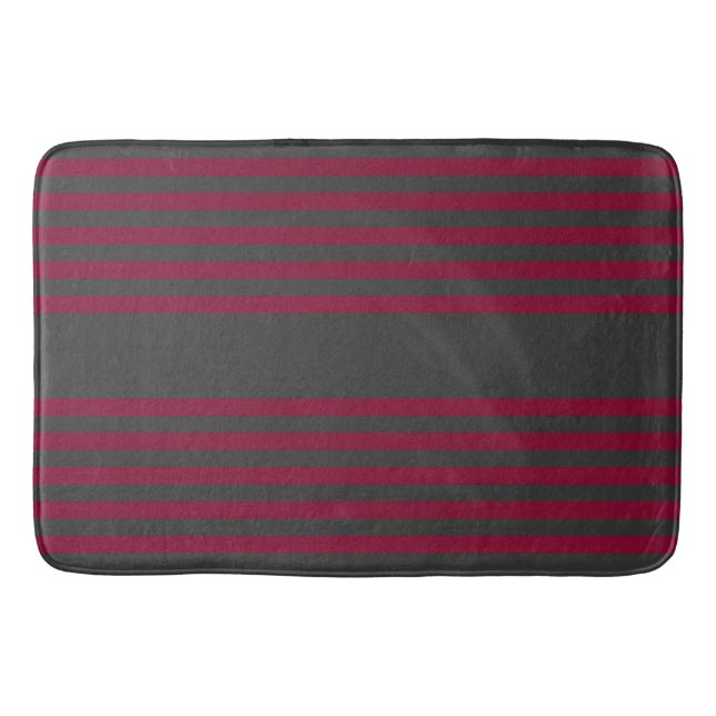 Tapis De Bain Burgundy rouge et charbon de bois cinq bandes moti (Devant)