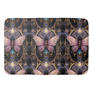 Tapis De Bain Butterfly violet rose or Art déco tendance