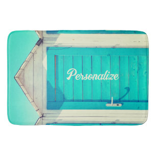 Tapis De Bain Cabane de vacances en bord de mer bleu turquoise