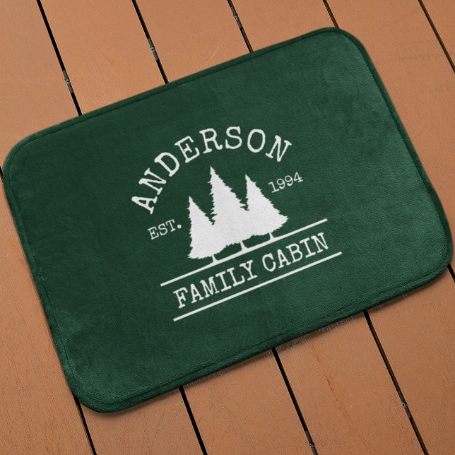 Tapis De Bain Cabine Nom de famille Forest Green (Customize to change text style or background color.)