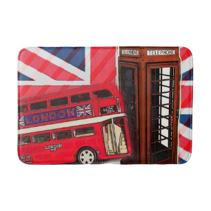Tapis De Bain Cabine téléphonique rouge Retro Union Jack London