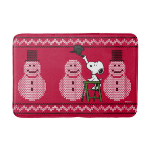 Tapis De Bain cacahuètes   Snoopy Christmas Sweater Snowman