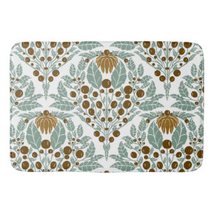 Tapis De Bain Cacao Art Nouveau et pétoncle Vintage à la menthe