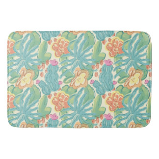 Tapis De Bain Cactus et plante Jardin botanique désertique Vert