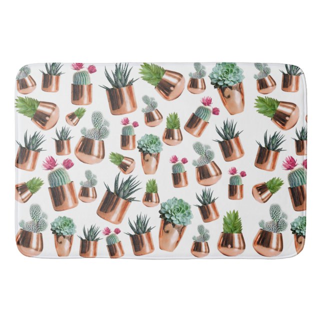 Tapis De Bain Cactus et succulents dans des pots d'or Roses (Devant)
