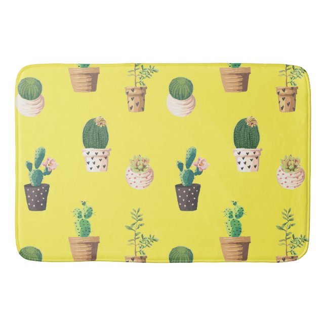 Tapis De Bain Cactus Succulents de Dessert Vert dans les pots (Devant)
