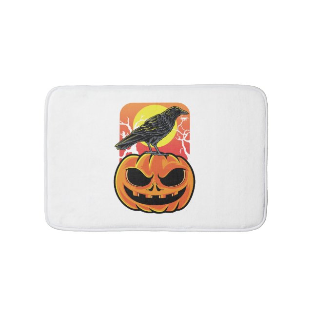 Tapis De Bain Cadeau de l'observateur d'oiseaux Halloween Crow (Devant)