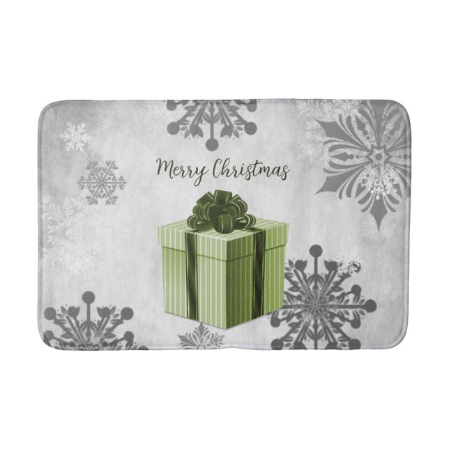 Tapis De Bain Cadeau de Noël Vert Mat de bain de vacances (Devant)