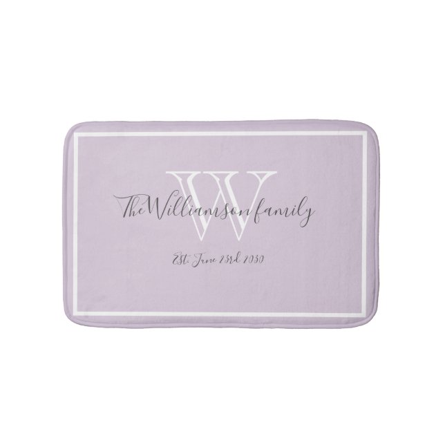 Tapis De Bain Cadeau Elégant Famille Monogram Script Chic (Devant)
