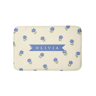 Tapis De Bain Cadeau personnalisé avec motif de fleur sauvage bl