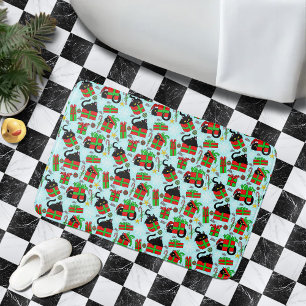 Tapis De Bain Cadeaux de Noël de chat noir