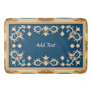 Tapis De Bain Cadre élégant en or orné de pierres précieuses ble