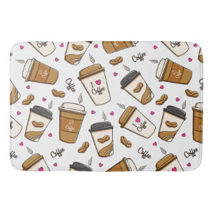 Tapis De Bain Cafés, Fèves de café, Amateur de café, Coeurs