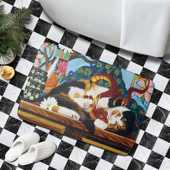 Tapis De Bain Calico Cat Dragon Rouge (Créateur téléchargé)
