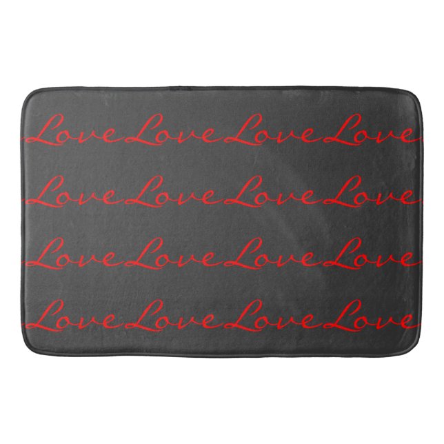 Tapis De Bain Calligraphie tendance gris rouge amour mariage (Devant)