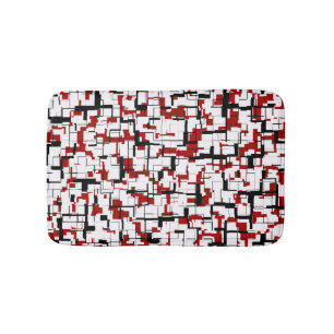 Tapis De Bain Camion numérique noir blanc Motif rouge