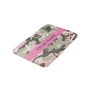 Tapis De Bain Camouflage Rose et Vert Personnalisez votre nom
