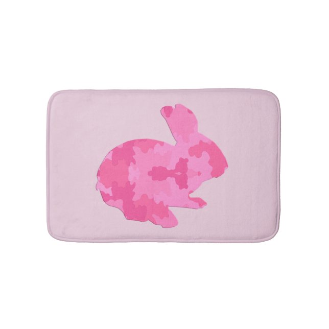Tapis De Bain Camouflage rose Silhouette Lapin Lapin Mat Bain (Devant)