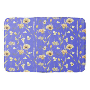 Tapis De Bain Campagne de prairie imprimé bleu