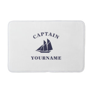 Tapis De Bain Capitaine avec votre nom Bateau à voile Mat Nauti
