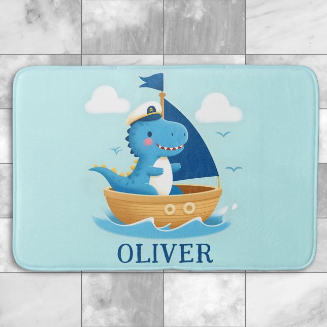 Tapis De Bain Capitaine de bateau mûre Blue Dino (Créateur téléchargé)