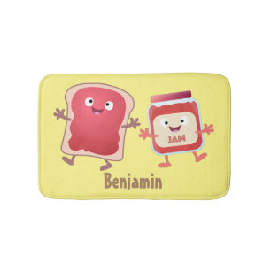 Tapis De Bain Caractères de dessins animés sur le pain et la con