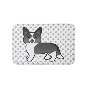 Tapis De Bain Cardigan Welsh Corgi noir et blanc Chien de dessin