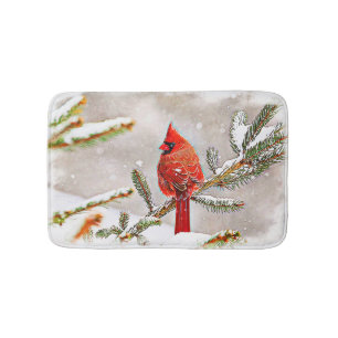 Tapis De Bain Cardinal dans un pin en hiver