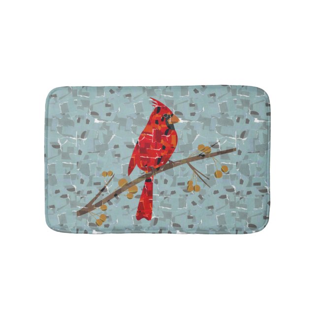 Tapis De Bain Cardinal rouge, l'oiseau de Noël (Devant)