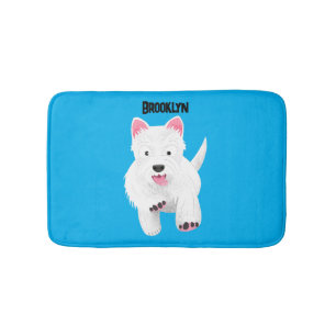 Tapis De Bain Caricature blanche de terrier de l'ouest