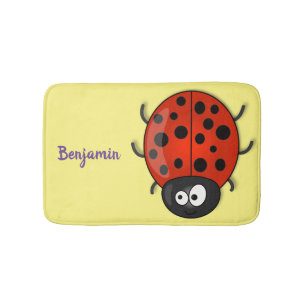Tapis De Bain Caricature de coccinelle rouge joyeux
