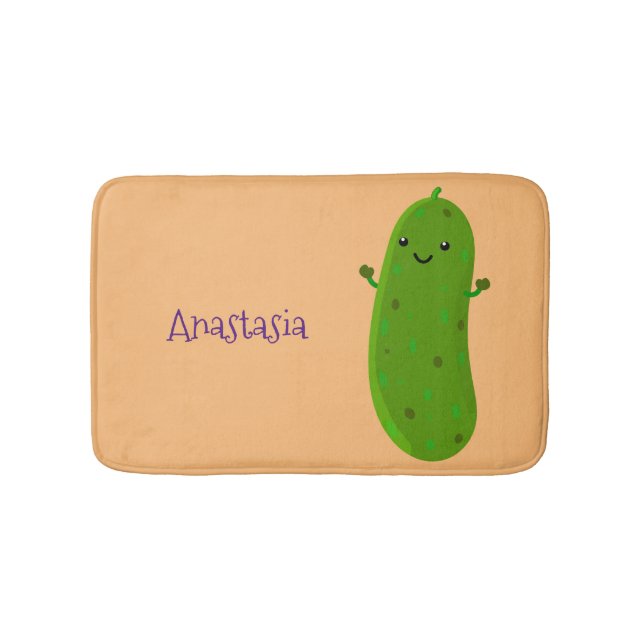 Tapis De Bain Caricature de cornichon joyeux (Devant)