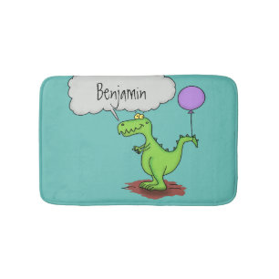 Tapis De Bain Caricature de dragon dragon drôle et vert respiran