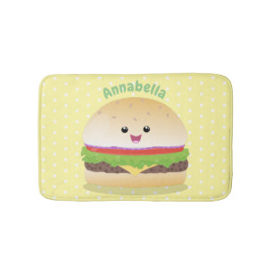 Tapis De Bain Caricature de hamburger kawaii joyeux