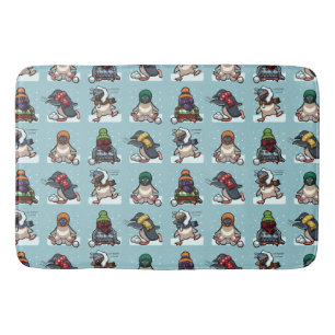 Tapis De Bain Caricature de la bataille de snowball des manchots