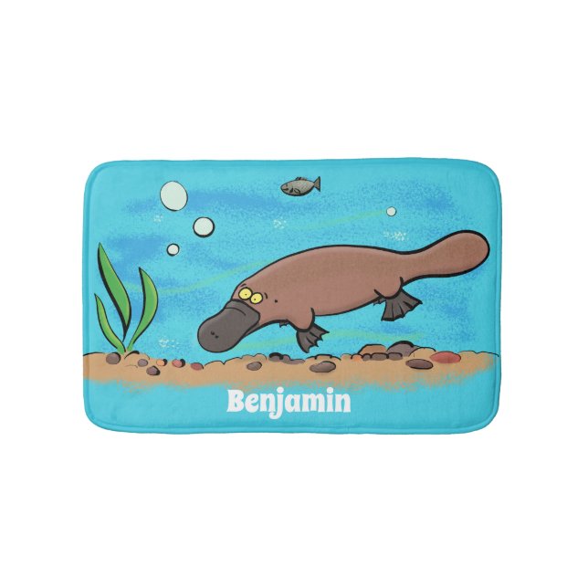 Tapis De Bain Caricature de natation de Cute platypus (Devant)