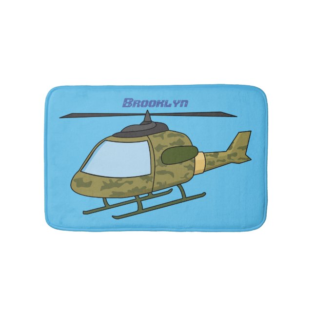 Tapis De Bain Caricature d'hélicoptère camoflage de l'armée (Devant)