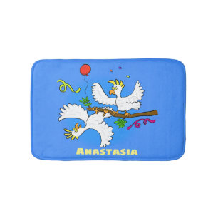 Tapis De Bain Caricature d'oiseaux de cockatoo amusante