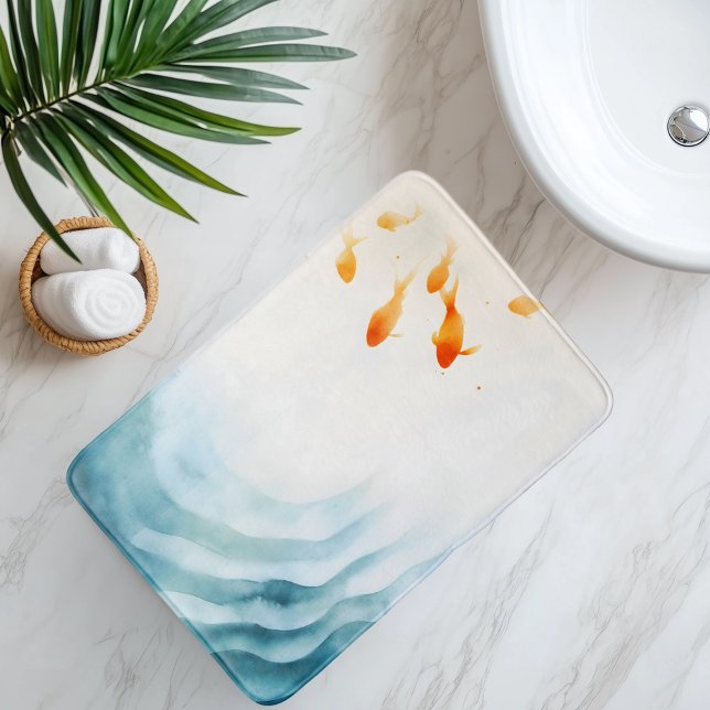 Tapis De Bain Carpeaux de Poisson Koi Aquarelle Abstraite Séréni (Créateur téléchargé)