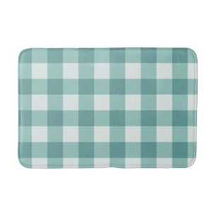 Tapis De Bain Carré à carreaux de buffle blanc sarcelle rustique