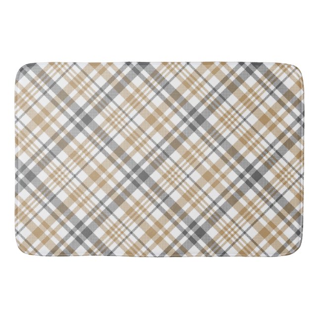 Tapis De Bain Carreaux Beige Et Gris  (Devant)