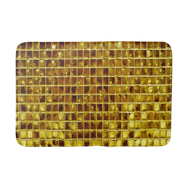 Tapis De Bain Carreaux en mosaïque d'or Elégant luxe moderne (Devant)